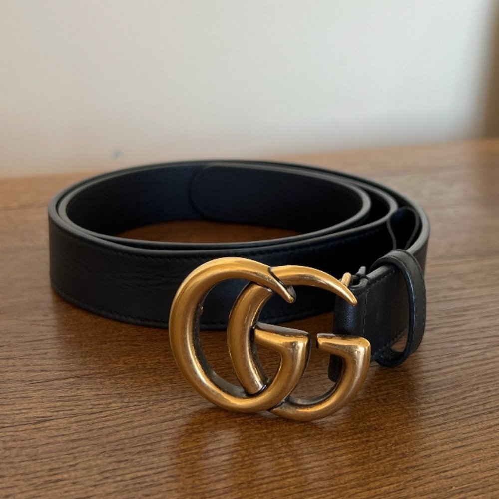 Gucci Leather Belt with Double G Buckle